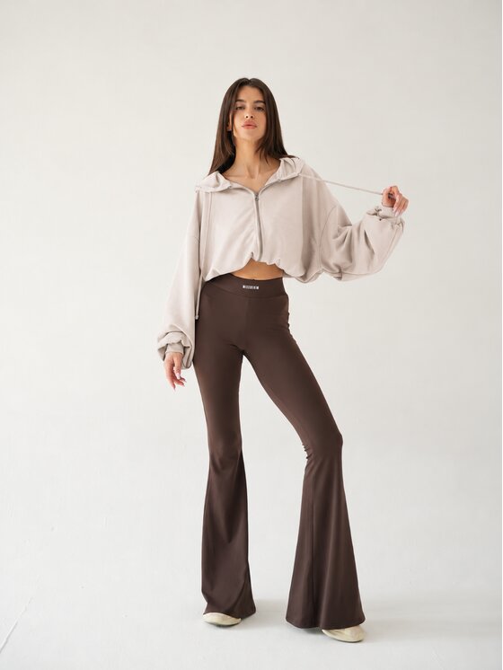 MissDenim MissDenim Mikina Oversize Crop Zip Hoodie Béžová Oversize