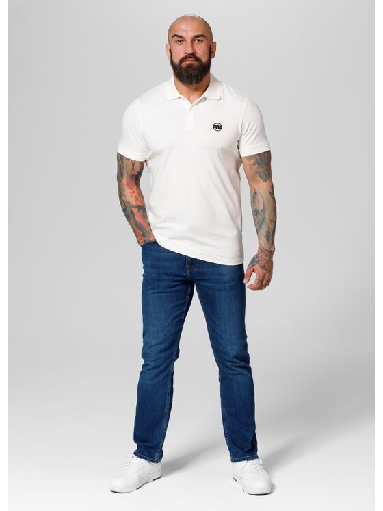 PITBULL PITBULL Polo Koszulka Polo Jersey Slim Fit Small Logo XL Biały Regular Fit