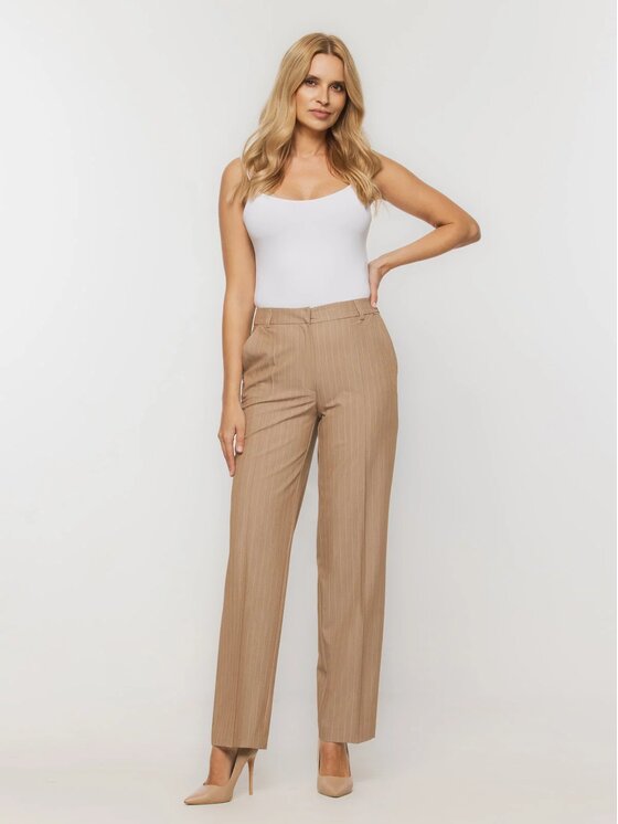 Willsoor Willsoor Spodnie materiałowe 68146 Beżowy Regular Fit