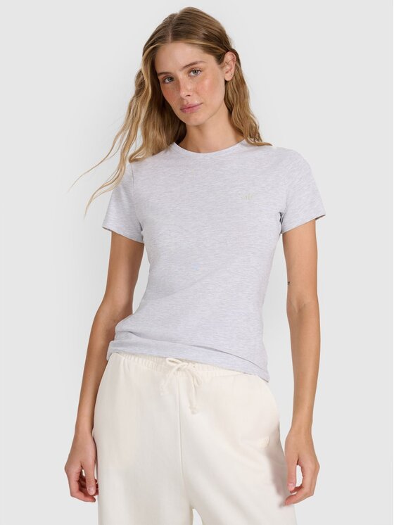 4F 4F T-Shirt 4FWMM00TTSHF2255-27M Šedá Slim Fit