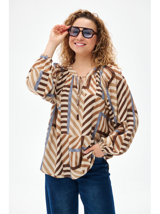 blue shadow blue shadow Bluzka Zora Beżowy Regular Fit