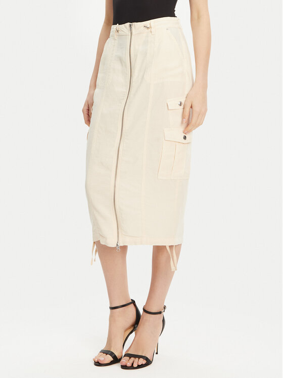 Guess Guess Midi sukně W5GD1H WG8N0 Béžová Regular Fit