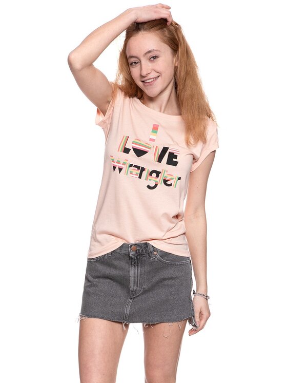 Wrangler Wrangler T-Shirt I LOVE TEE Różowy Regular Fit