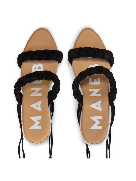 Manebi Manebi Εσπαντρίγιες Hamptons Two Braided Bands Wedge Espadrilles K 1.0 WE Μαύρο