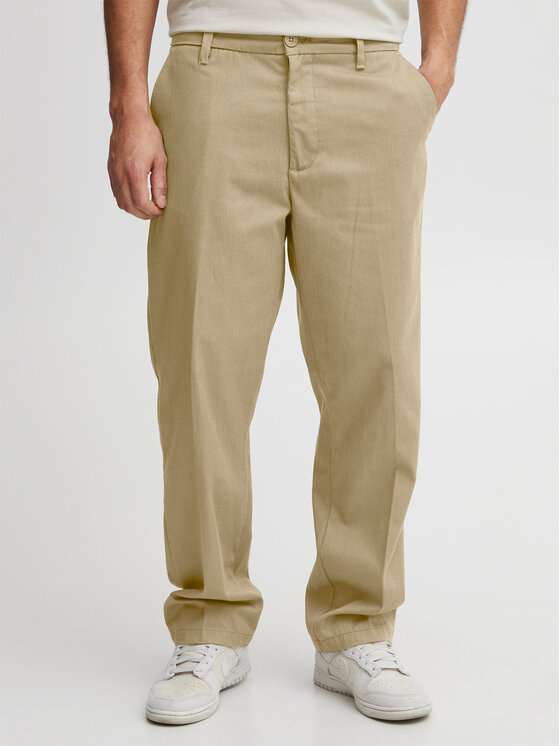 Solid Pantaloni din material 21107628 Bej Straight Fit