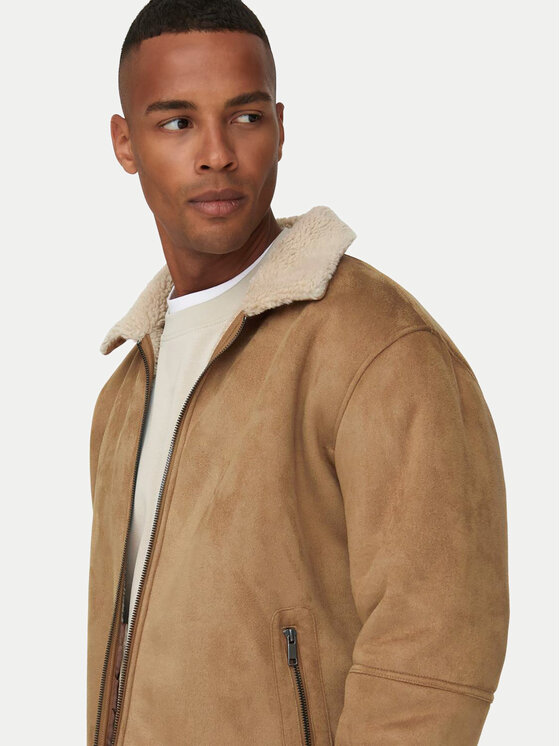 Only & Sons Only & Sons Bunda z imitace kůže 22026162 Béžová Regular Fit