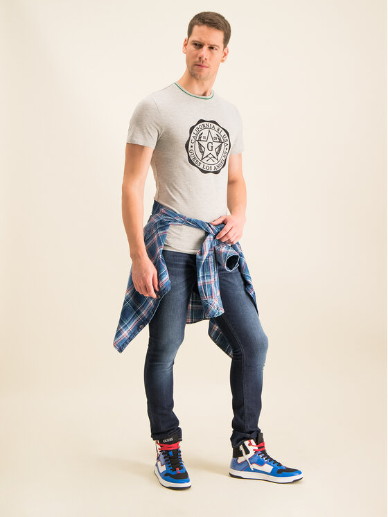 Guess Guess Marškinėliai M01I83 K46D0 Pilka Slim Fit