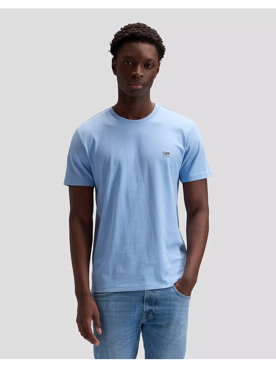 Lee Lee T-Shirt SS PATCH LOGO TEE Niebieski Regular Fit