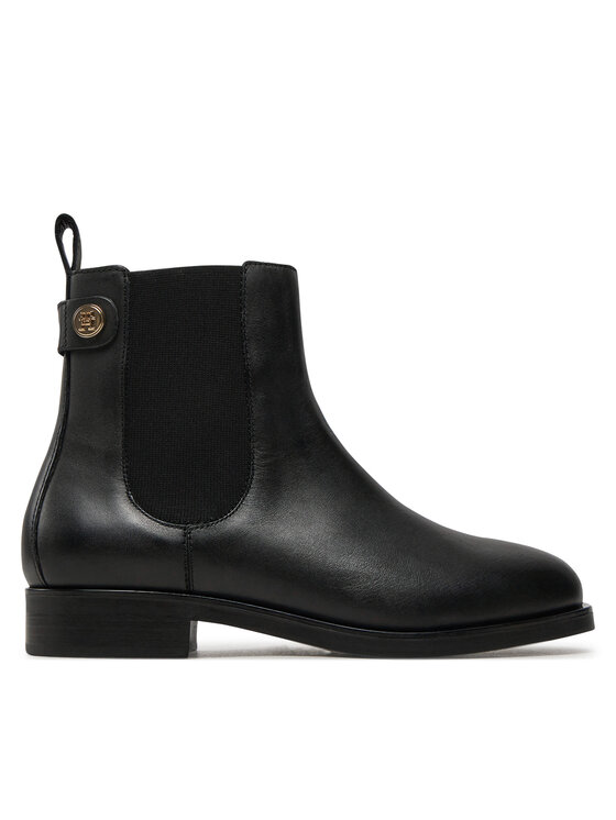 Tommy Hilfiger Tommy Hilfiger Kotníková obuv s elastickým prvkem Th Stud Leather Low Chelsea FW0FW08184 Černá