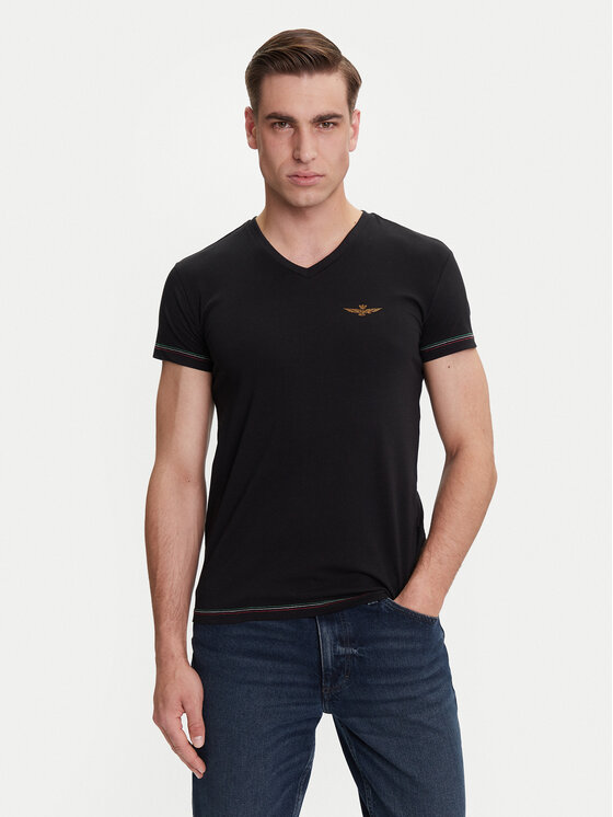 Aeronautica Militare Aeronautica Militare T-shirt AM1UTI004 Crna Regular Fit