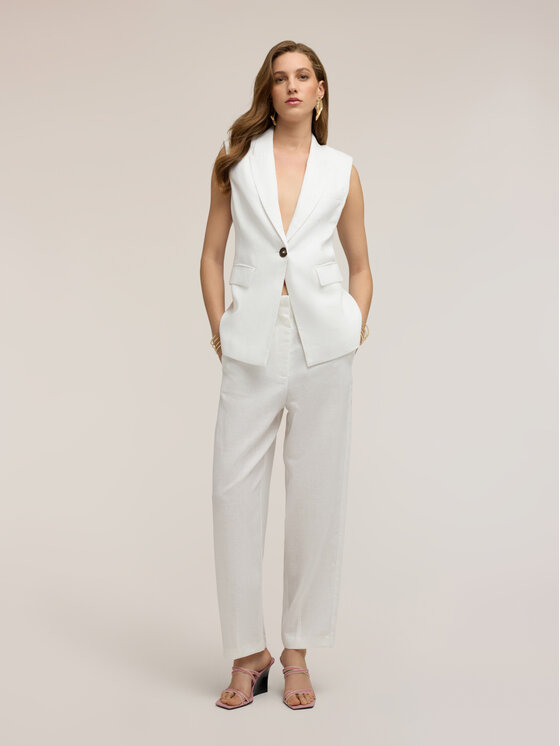 Motivi Motivi Spodnie materiałowe P00YQ004583N011 Biały Regular Fit