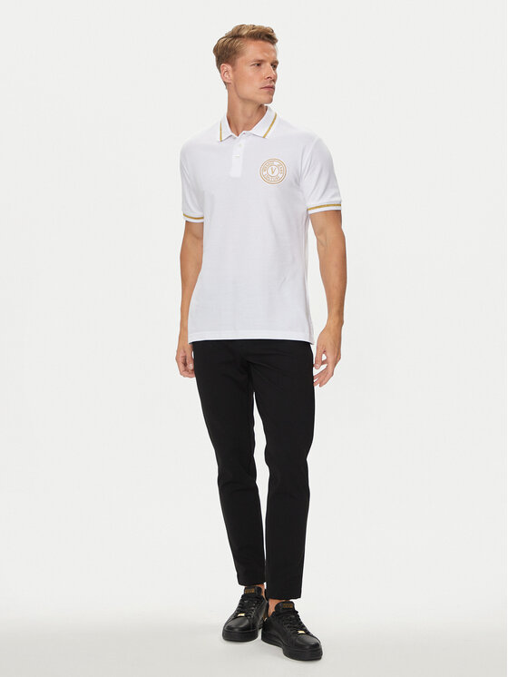 Versace Jeans Couture Versace Jeans Couture Тениска с яка и копчета 76GAGT02 Бял Regular Fit