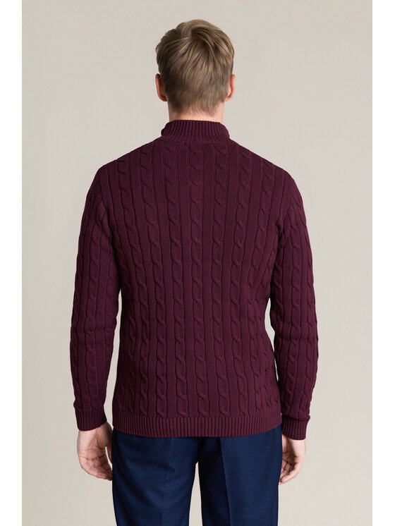 Lancerto Lancerto Sweter Joseph SW000211555970 Bordowy Regular Fit