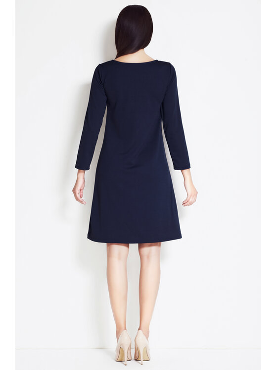 Awama Awama Úpletové šaty A034 Tmavomodrá Basic Fit