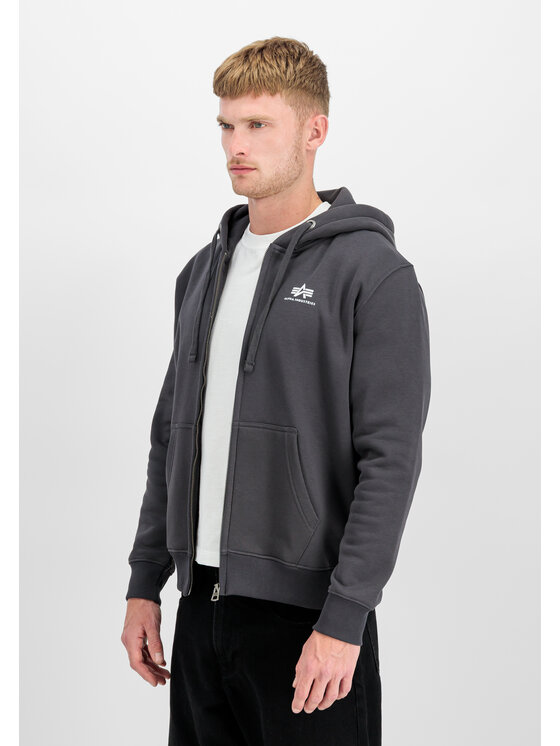 Alpha Industries Alpha Industries Bluza Basic Small Logo Zip Hoodie Szary Regular Fit