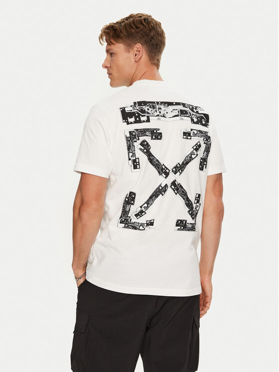 Off-White Off-White T-Shirt OMAA027T22JER0010110 Biały Regular Fit