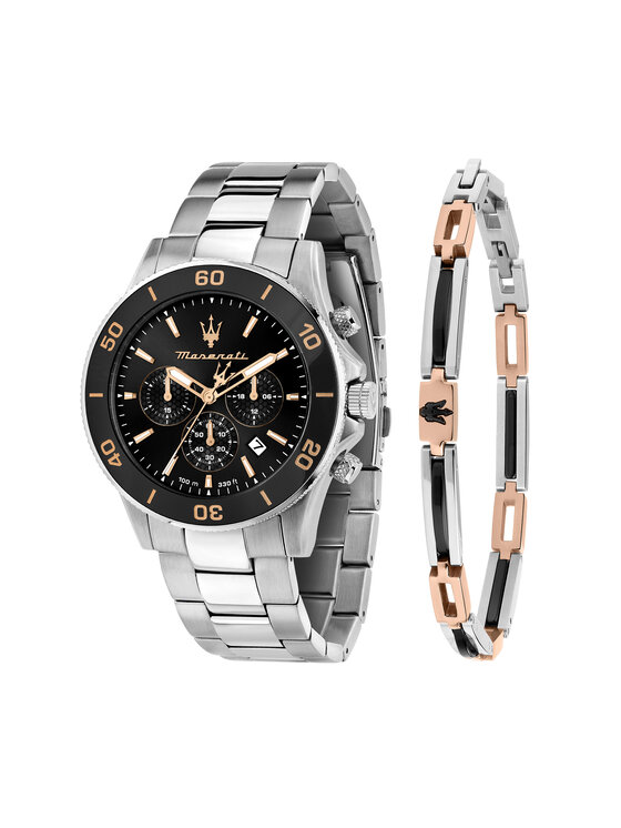 Maserati Maserati Uhr und Armband Set Competizione Diver Chronograph Gift SET R8873600001 Silberfarben