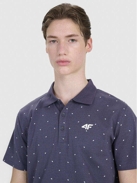 4F 4F Polo MIDSHOP TEXTILE Szary ciemny Regular Fit