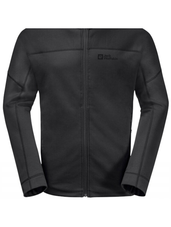 Jack Wolfskin Jack Wolfskin Bluza Hirschberg Hooded FZ M Czarny Regular Fit