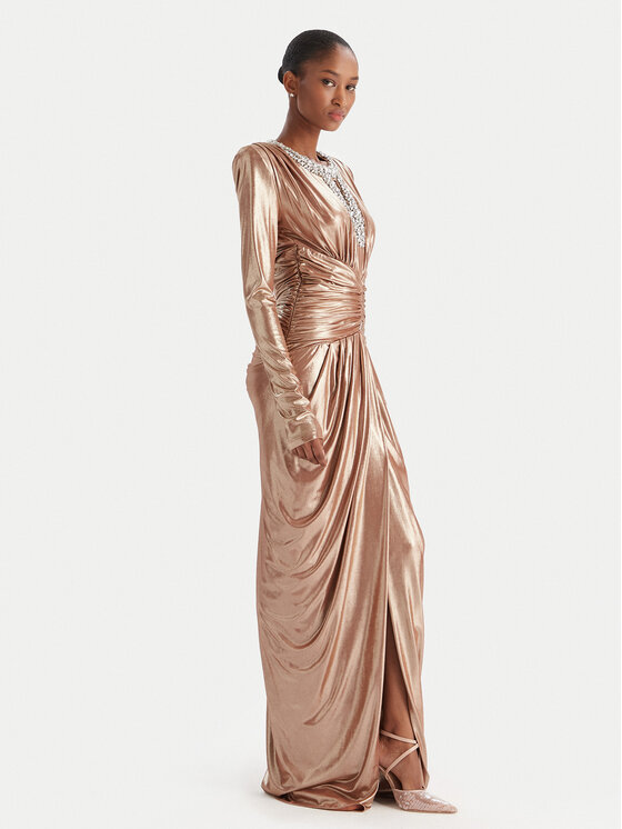 Babylon Babylon Večernja haljina S00835 Zlatna Regular Fit