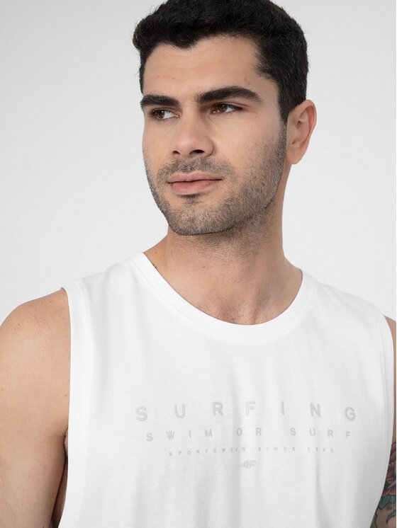 4F 4F Tank top 4FSS23TTSHM368 Bílá Regular Fit