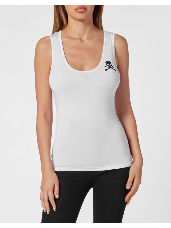 PHILIPP PLEIN PHILIPP PLEIN Tank top 14901 Biały Skin Tight Fit