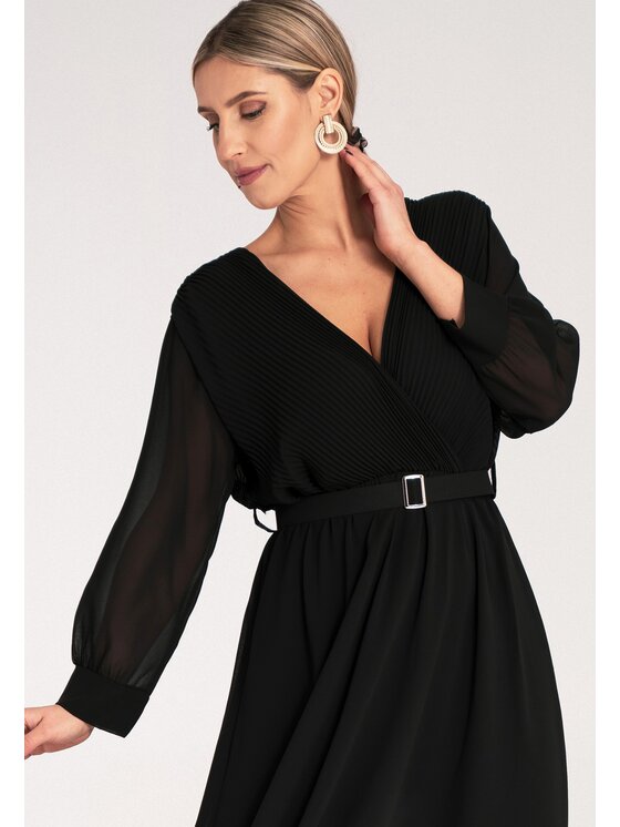 FIGL FIGL Koktejlové šaty M1141 Čierna Feminine Fit