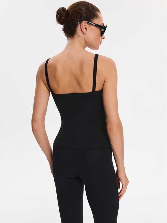 Nudyess Nudyess Top Alex z prążka Czarny Slim Fit