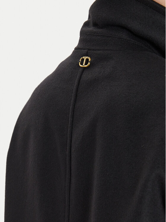 TWINSET TWINSET Μάλλινο παλτό 242TT2203 Μαύρο Loose Fit