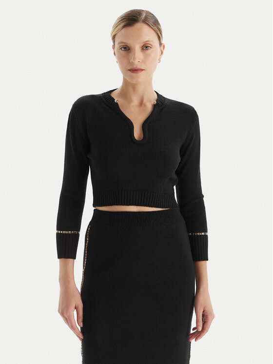 Simona Corsellini Pulover A25CPMGE0601 Negru Slim Fit