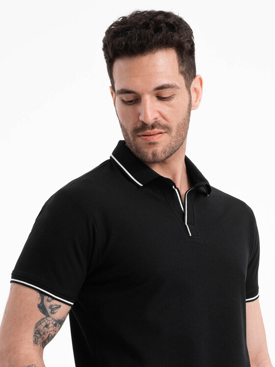 Ombre Ombre Polokošile OM-POSS-0110 Černá Regular Fit