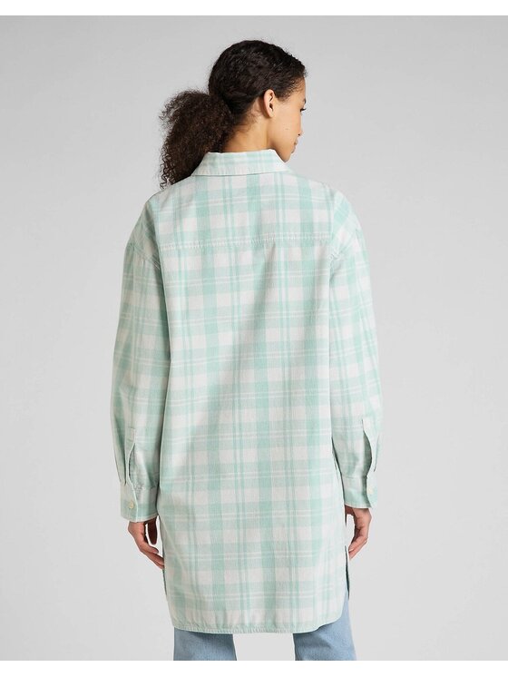 Lee Lee Koszula ELONGATED OVERSHIRT Zielony Regular Fit
