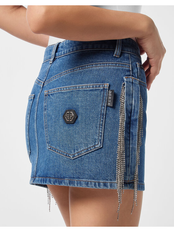 PHILIPP PLEIN PHILIPP PLEIN Spódnica jeansowa 27213 Szary Slim Fit