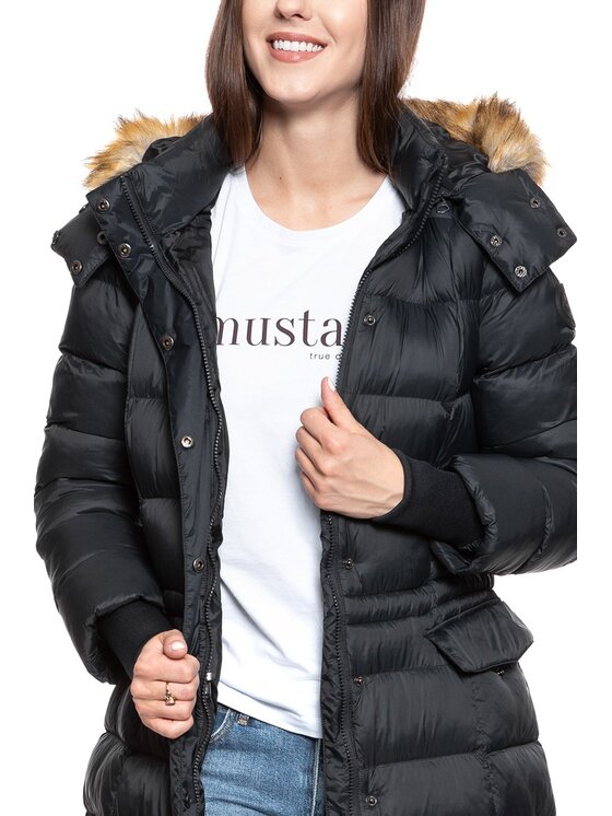 Mustang Mustang Kurtka damska HEIDI H LONGPARKA Czarny Regular Fit