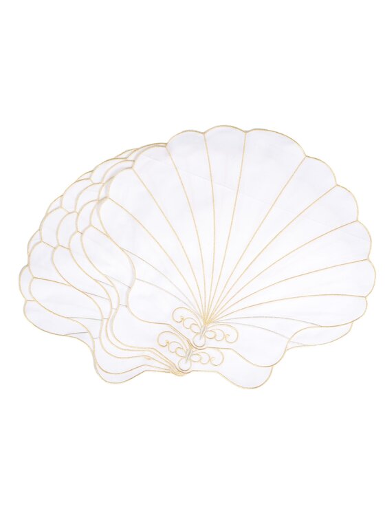 Roseberry Home Roseberry Home Podkładka na stół Haftowane Seashell w kształcie muszli Czarny