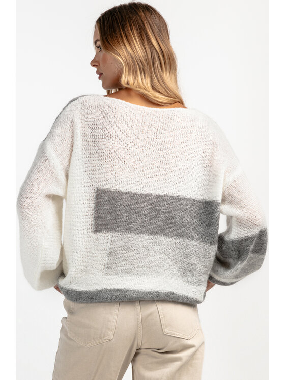 Fobya Fobya Sweter F1895 Szary Basic Fit