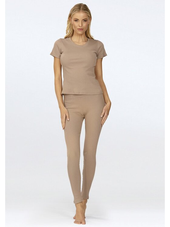 DKaren Sport DKaren Sport Komplet bluzka i spodnie Halima Beżowy Slim Fit