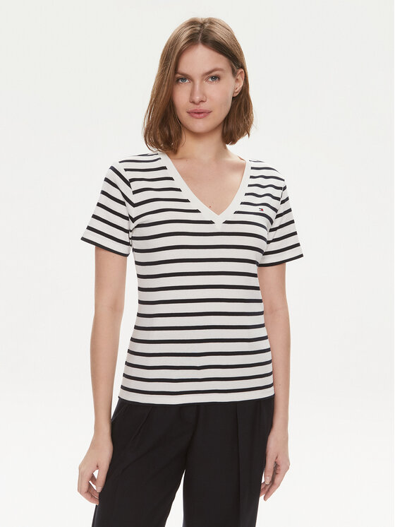 Tommy Hilfiger Tričko New Cody WW0WW40584 Écru Slim Fit