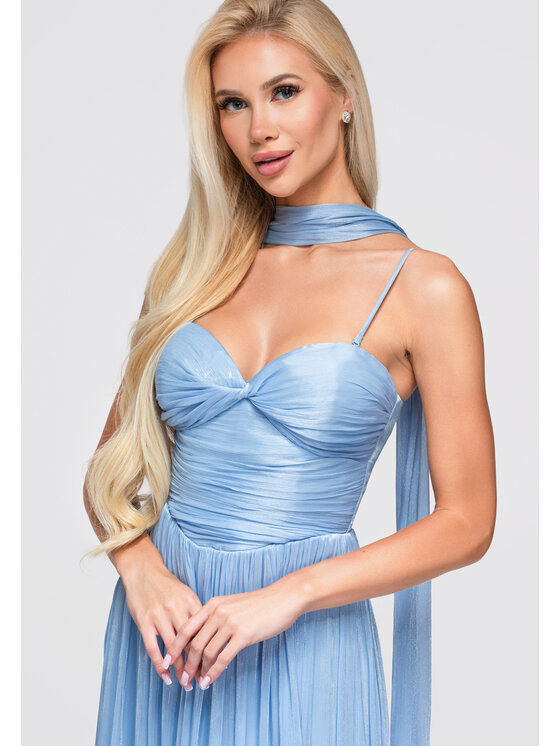 Ombre Ombre Sukienka wieczorowa LA-OM-DLR408 Niebieski Slim Fit