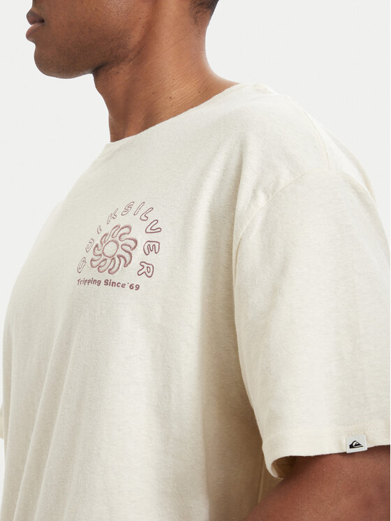 Quiksilver Quiksilver T-Shirt Curve Palm EQYZT08303 Kremowy Regular Fit
