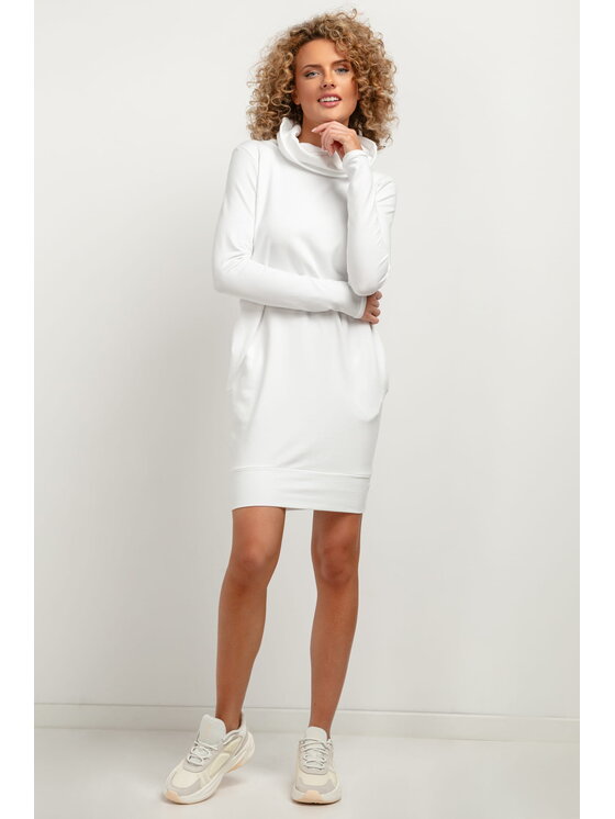 Tessita Tessita Sukienka codzienna T376 Biały Straight Fit