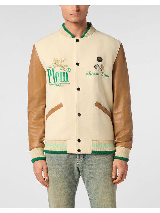 PHILIPP PLEIN PHILIPP PLEIN Kurtka bomber 24141 Beżowy Regular Fit