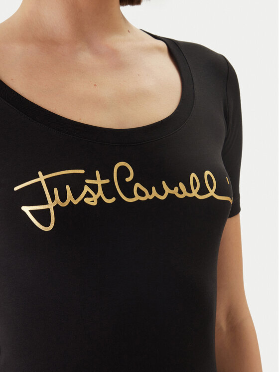 Just Cavalli Just Cavalli T-shirt 80PAHT02 CJ502 Crna Slim Fit