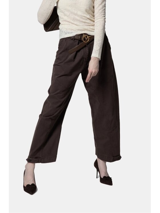 PINKO PINKO Kalhoty z materiálu Pancarre Hnědá Regular Fit