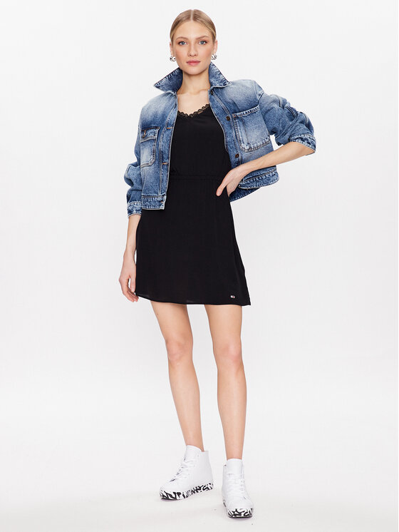 Tommy Jeans Tommy Jeans Ljetna haljina Essential DW0DW15174 Crna Regular Fit