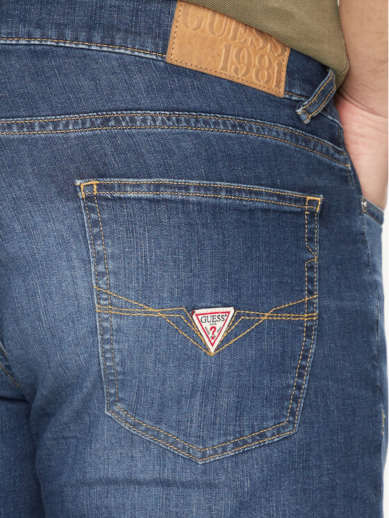 Guess Guess Kratke traperice Sonny M4GD01 D4Z24 Tamnoplava Slim Fit