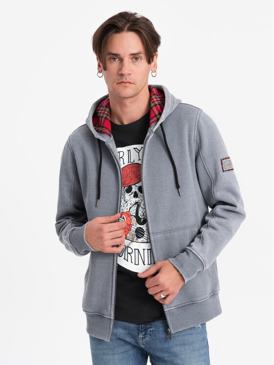 Ombre Ombre Mikina OM-SSDS-0110 Modrá Regular Fit