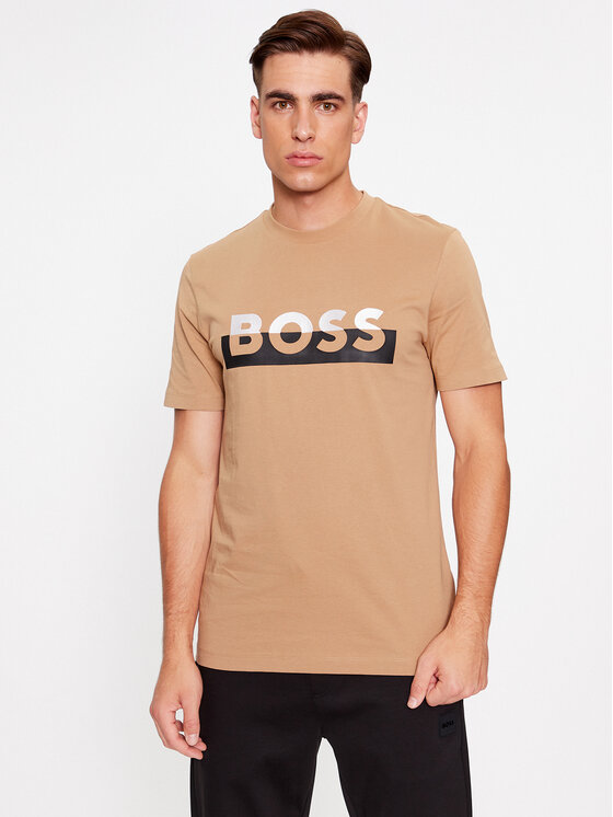 Boss T-krekls Tiburt 421 50499584 Bēšs Regular Fit