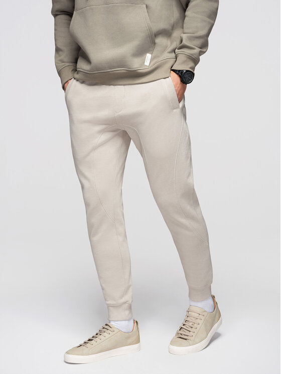 Ombre Ombre Spodnie dresowe OM-PABS-0305 Szary jasny Regular Fit