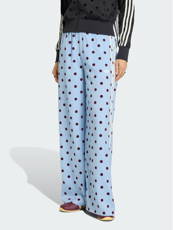 adidas adidas Παντελόνι φόρμας Satin Polka Dots Wide Leg Pant KV1170 Ανοιχτό μπλε Relaxed Fit